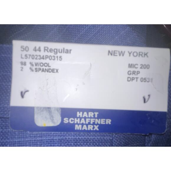 Hart Schaffner Marx Men's UNHEMMED Slacks New York Fit 44R‎ Blue Check NWT $155 - Picture 11 of 12